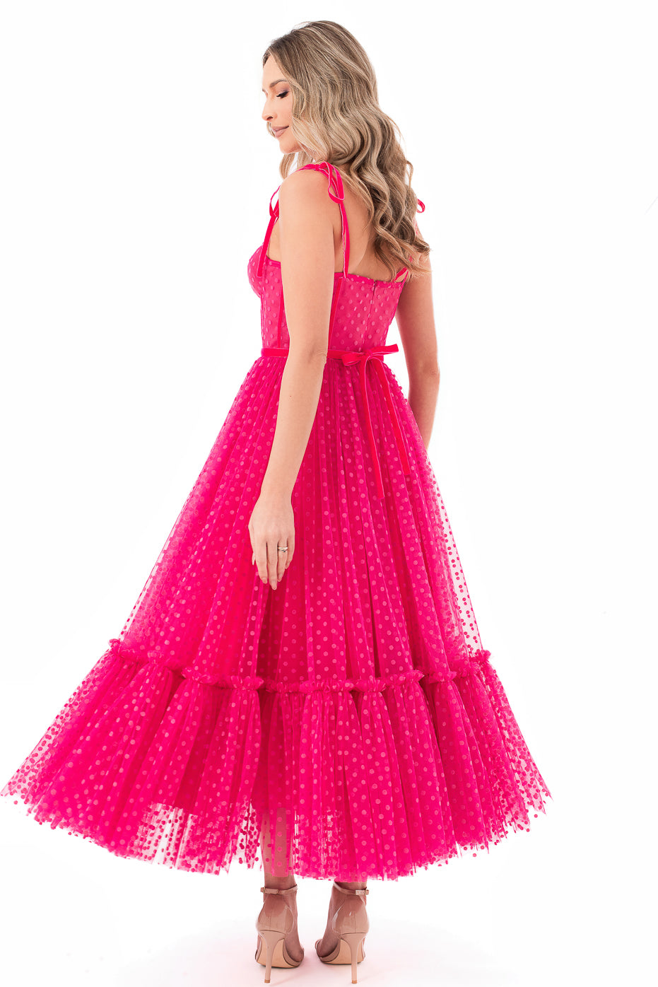 Rochie tip Corset  din Tulle Fucsia