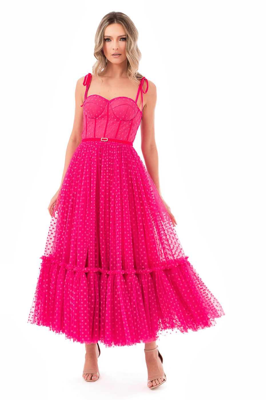 Rochie tip Corset  din Tulle Fucsia