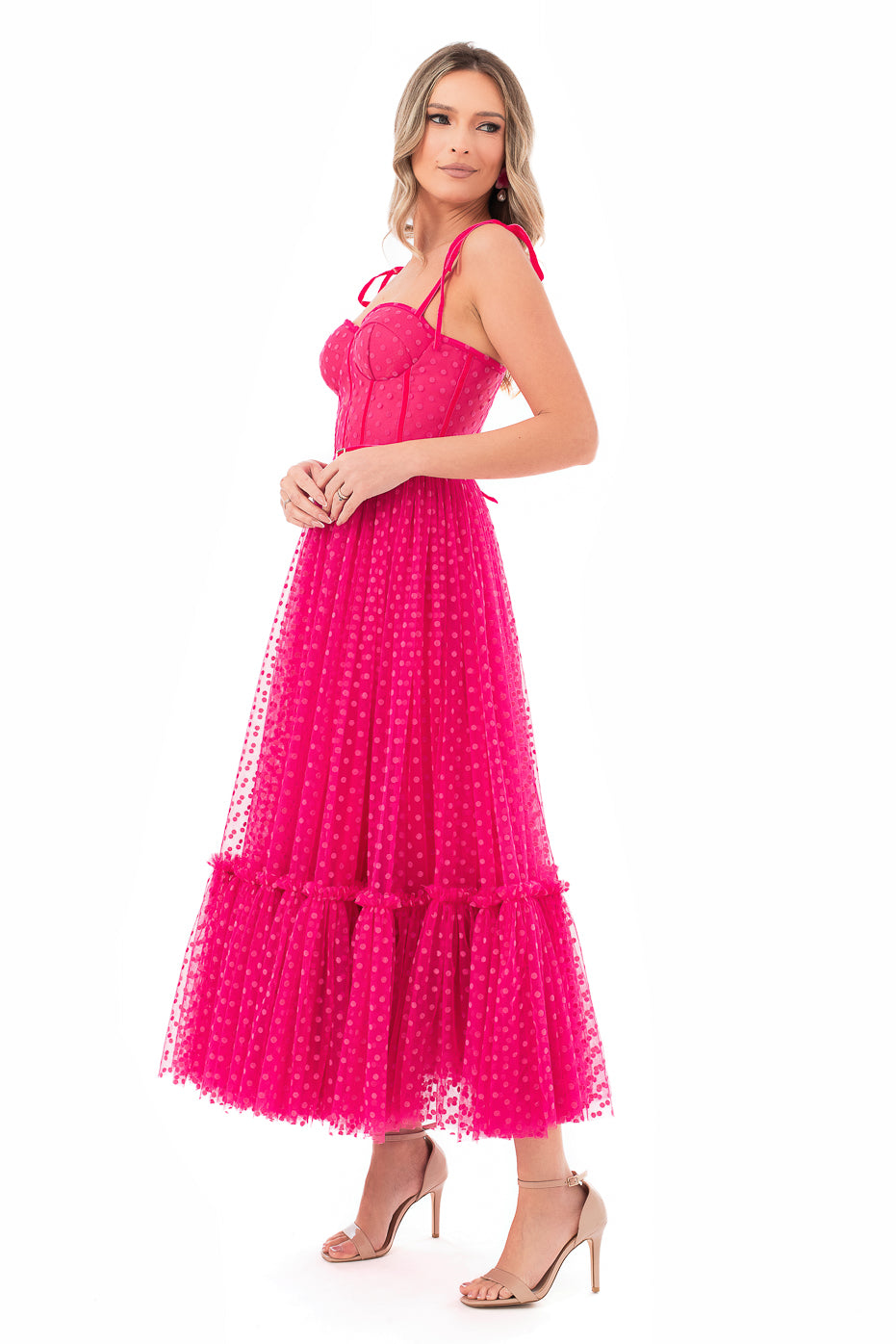 Rochie tip Corset  din Tulle Fucsia