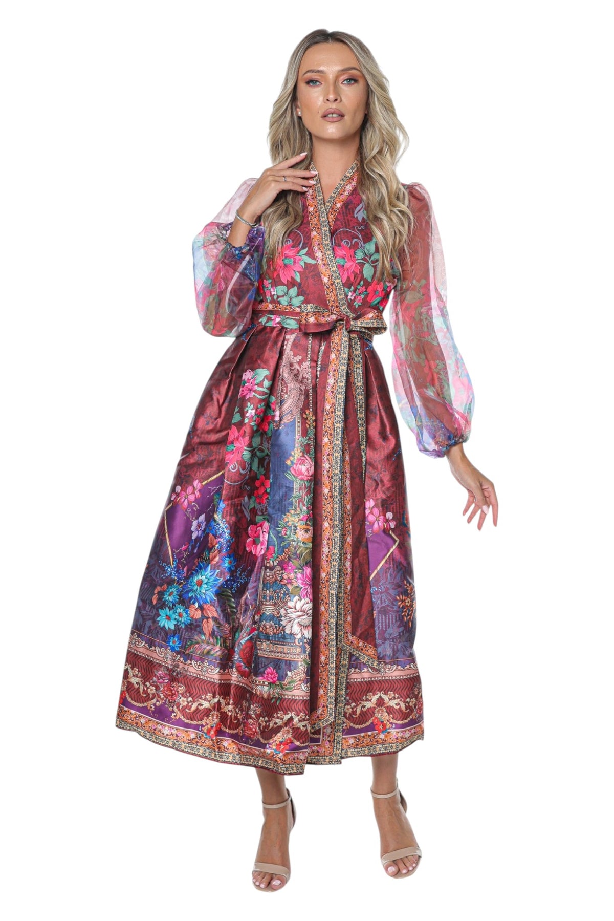 Rochie din Tafta cu Maneci din Organza