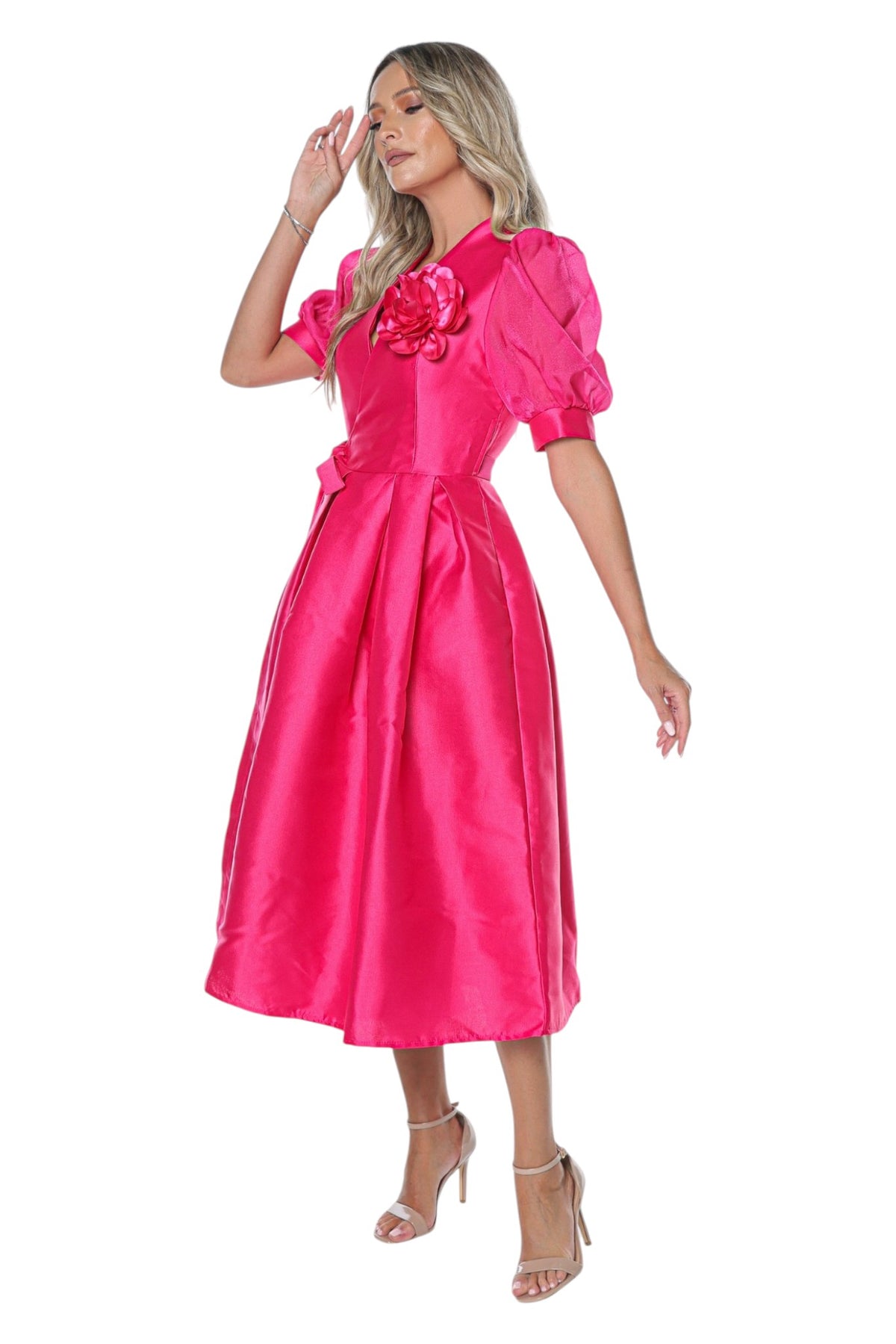 Rochie Parte peste Parte din Tafta Fucsia